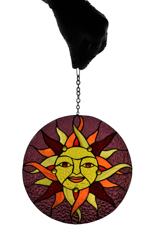 Stained glass window hanging Celtic sun suncatcher Wall decor Birthday gift Folk pattern Stain glass window pendant Glass sun