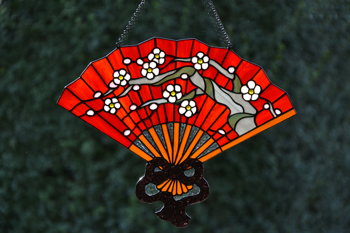 Stain glass Fan Hanging glass Succulent decor Modern stained glass Christmas gift Wall decor Glass art Japanese style Glass Living room deco