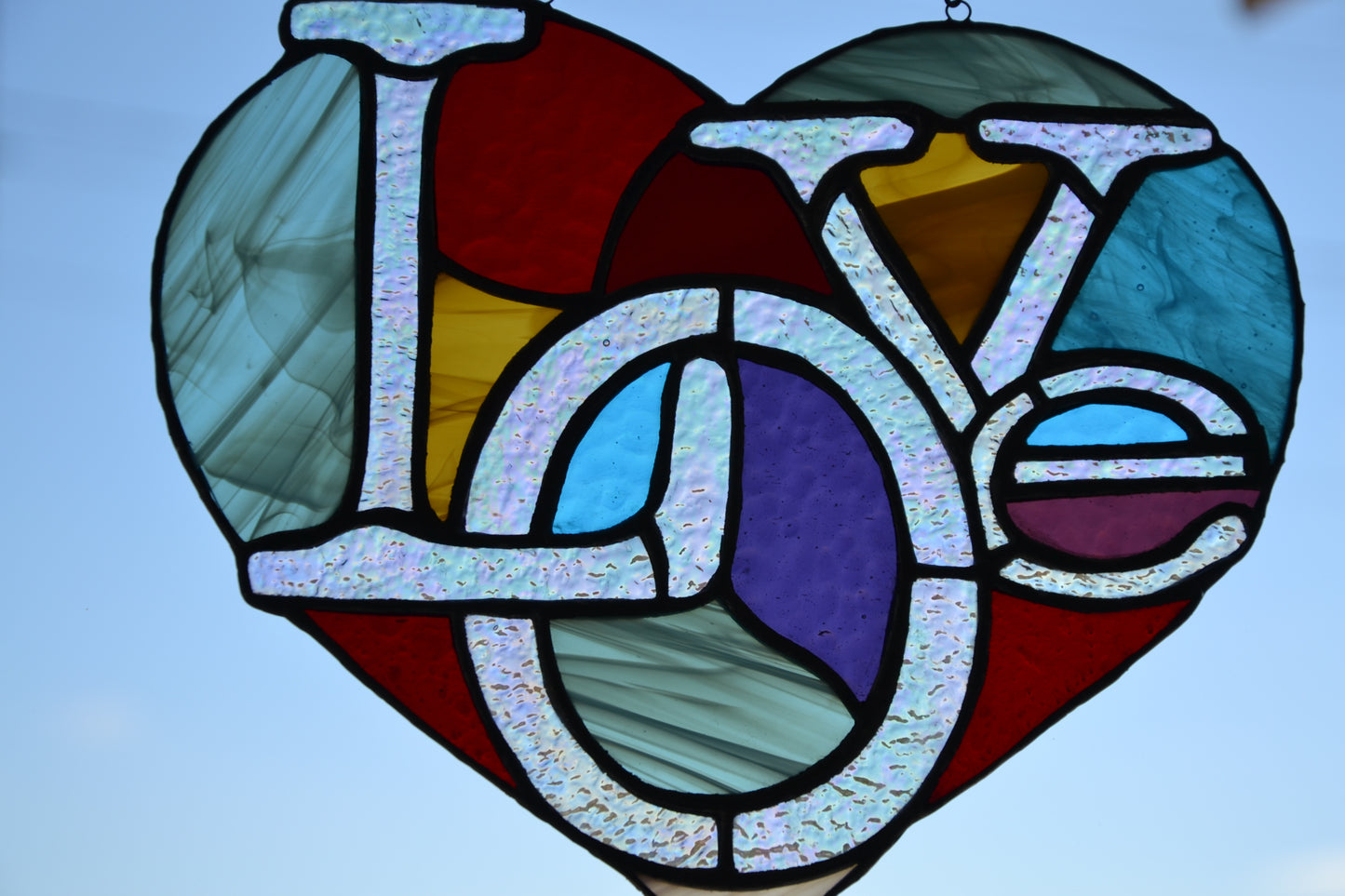 Heart suncatcher Stained glass window hanging Glass garden decor Love suncatcher Mother's day gift Christmas gift Friendly gift Custom glass