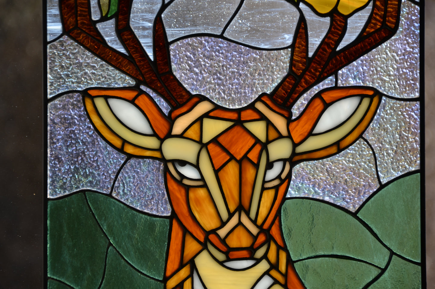Stained glass Window hanging Deer in love Flower suncatcher Stained glass gift Garden decor Stain glass art Wall decor Living room decor