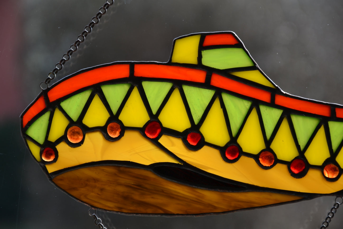 Stained glass suncatcher Sombrero Wall decor Window hanging sun catcher Mexican style Garden decor Friendly gift Glass mustache Cool gift