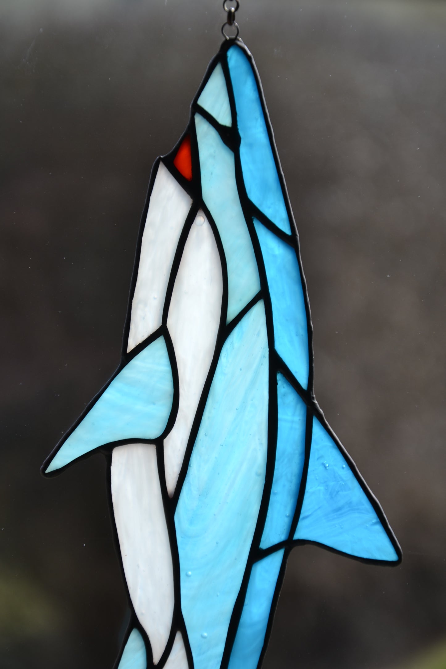 Suncatcher Stained glass window hanging Garden decor Shark window hanger Wall art Stain glass pendant Gift idea
