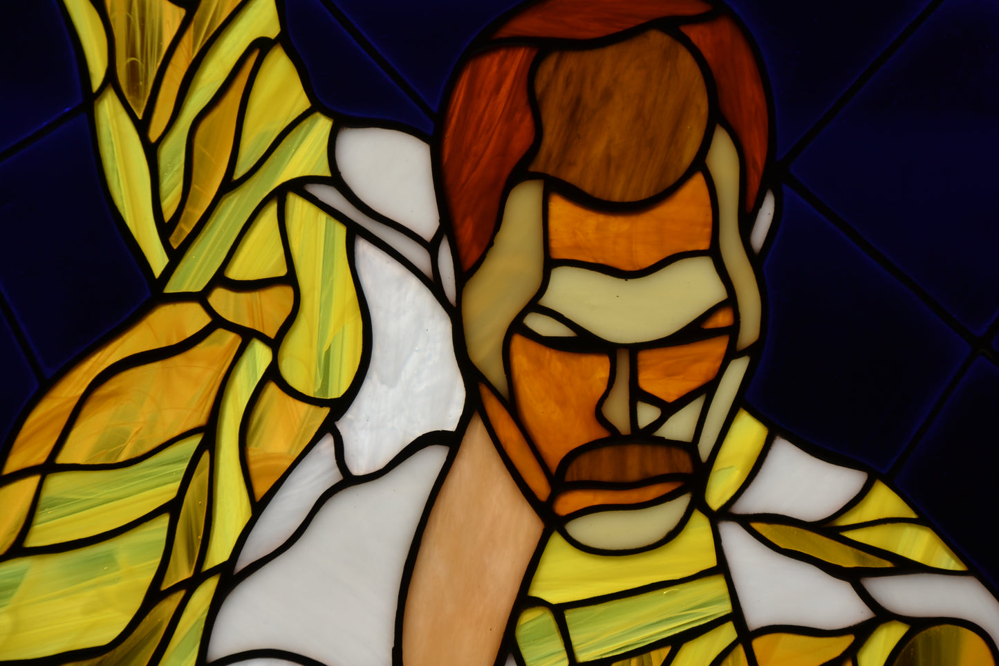 Stained glass panel Freddie Mercury Window hanging Pop art glass Custom stained glass Suncatcher window pendant Stained glass picture