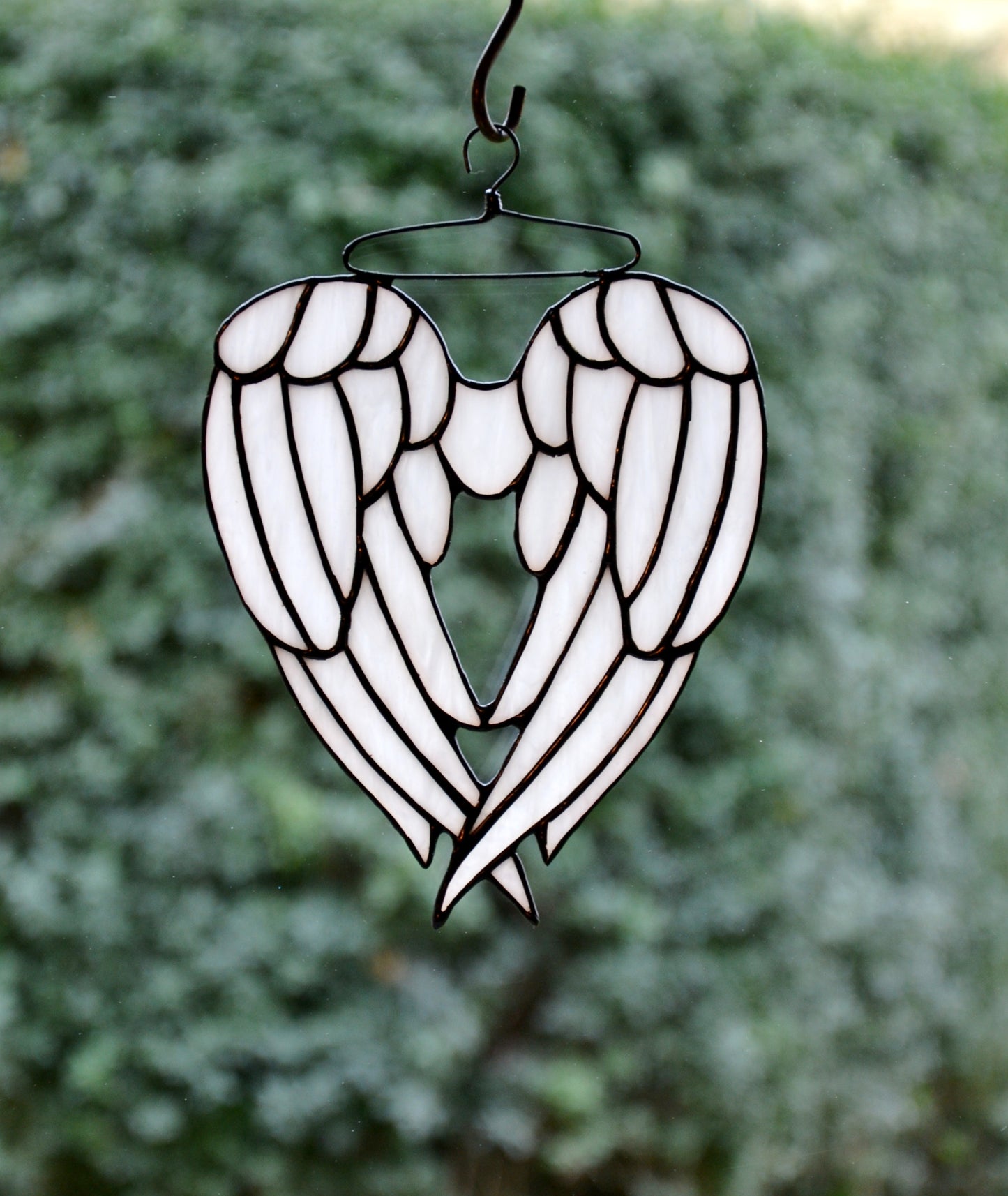 Stain glass suncatcher Angel wings window hanging Tiffany style sun catcher Home glass decor Glass wall art Gardening gift