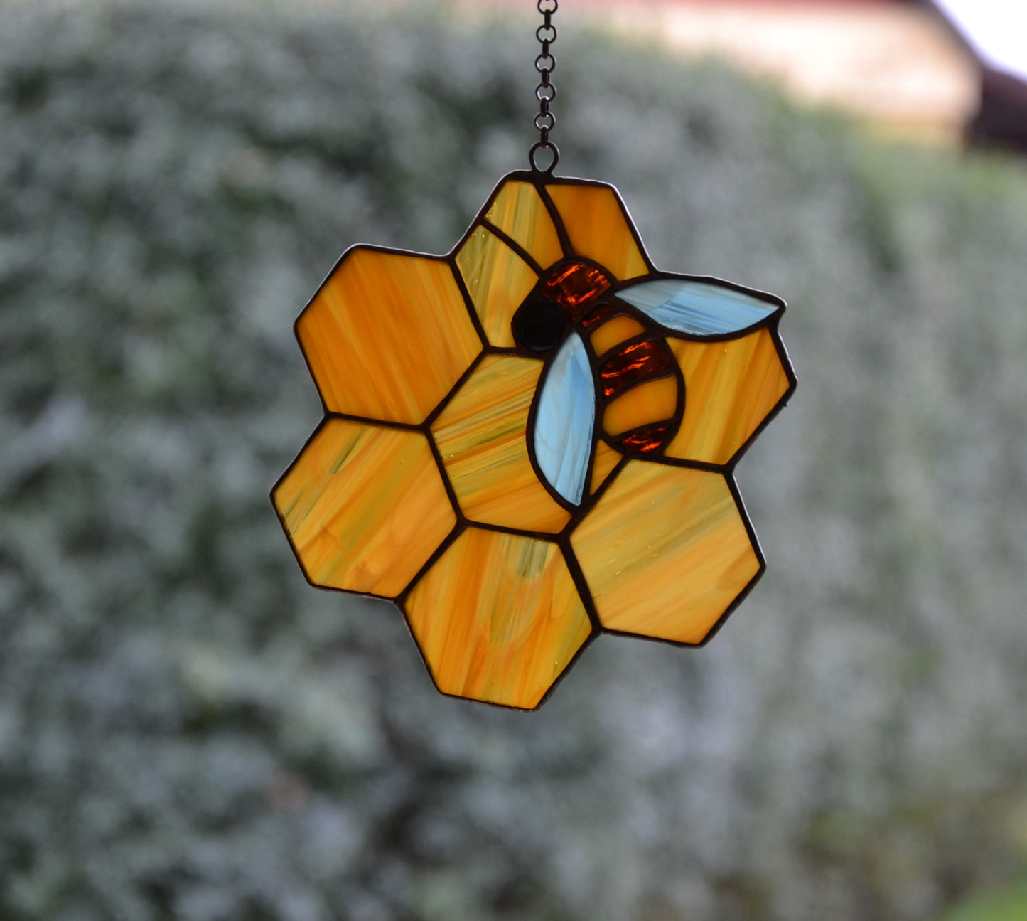 Bee suncatcher Window hanging Mother's day gift Glass bug Honey and bee Stained glass art Stain glass sun catcher Christmas gift