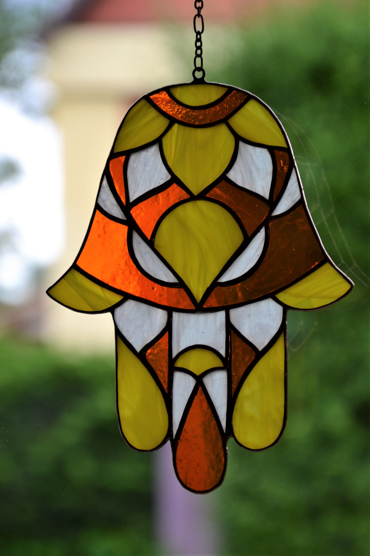 Hamsa suncatcher Miriam's hand Stained glass window hanging Protectiv amulet Fatima's hand Mother's day gift
