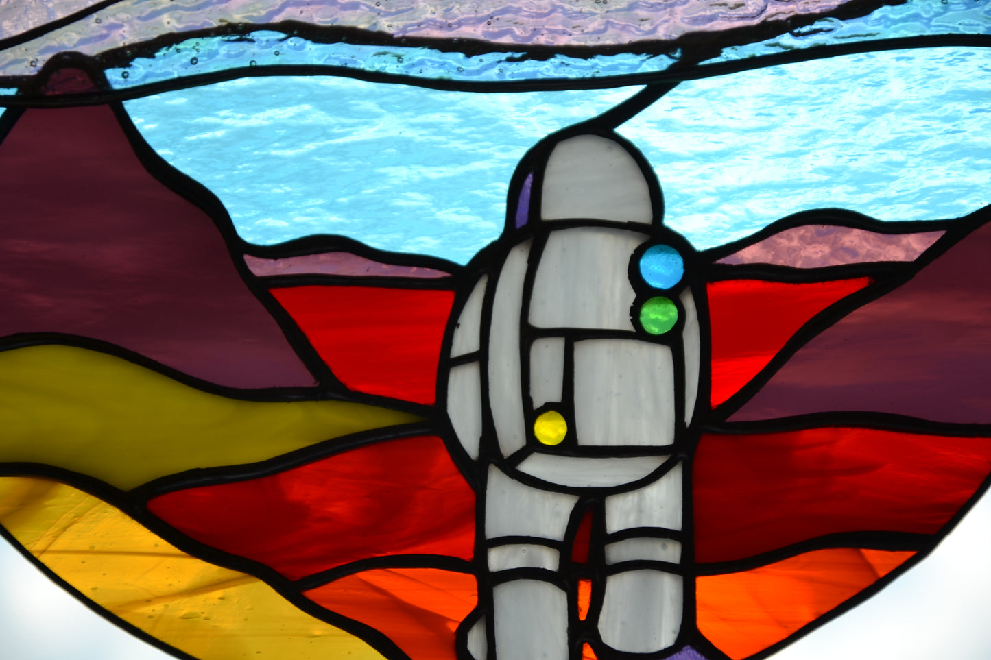 Stained glass suncatcher Space landscape Window hanging sun catcher Christmas gift Stained glass art Wall decor Mars mission Round panel