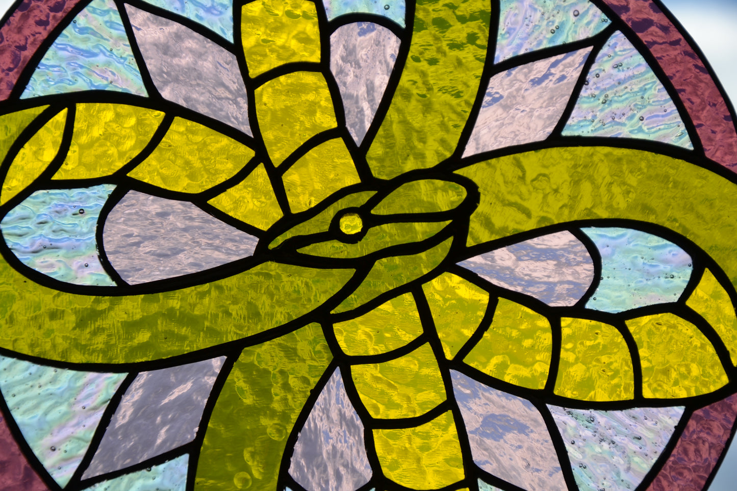 Stained glass suncatcher Infinity snake mandala suncatcher Stained glass window hanging Home decor Birthday gift Garden decor Round hanging
