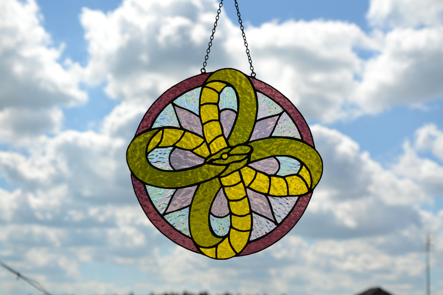 Stained glass suncatcher Infinity snake mandala suncatcher Stained glass window hanging Home decor Birthday gift Garden decor Round hanging