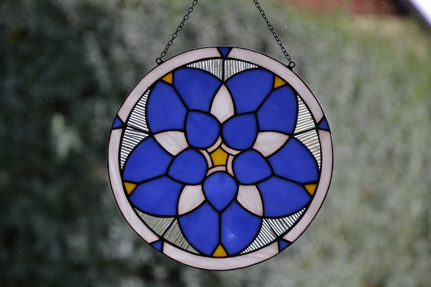 Stained glass suncatcher Forget-me-not flower mandala Window hanging decor Stain glass sun catcher Wall decor Yoga gift Custom panel
