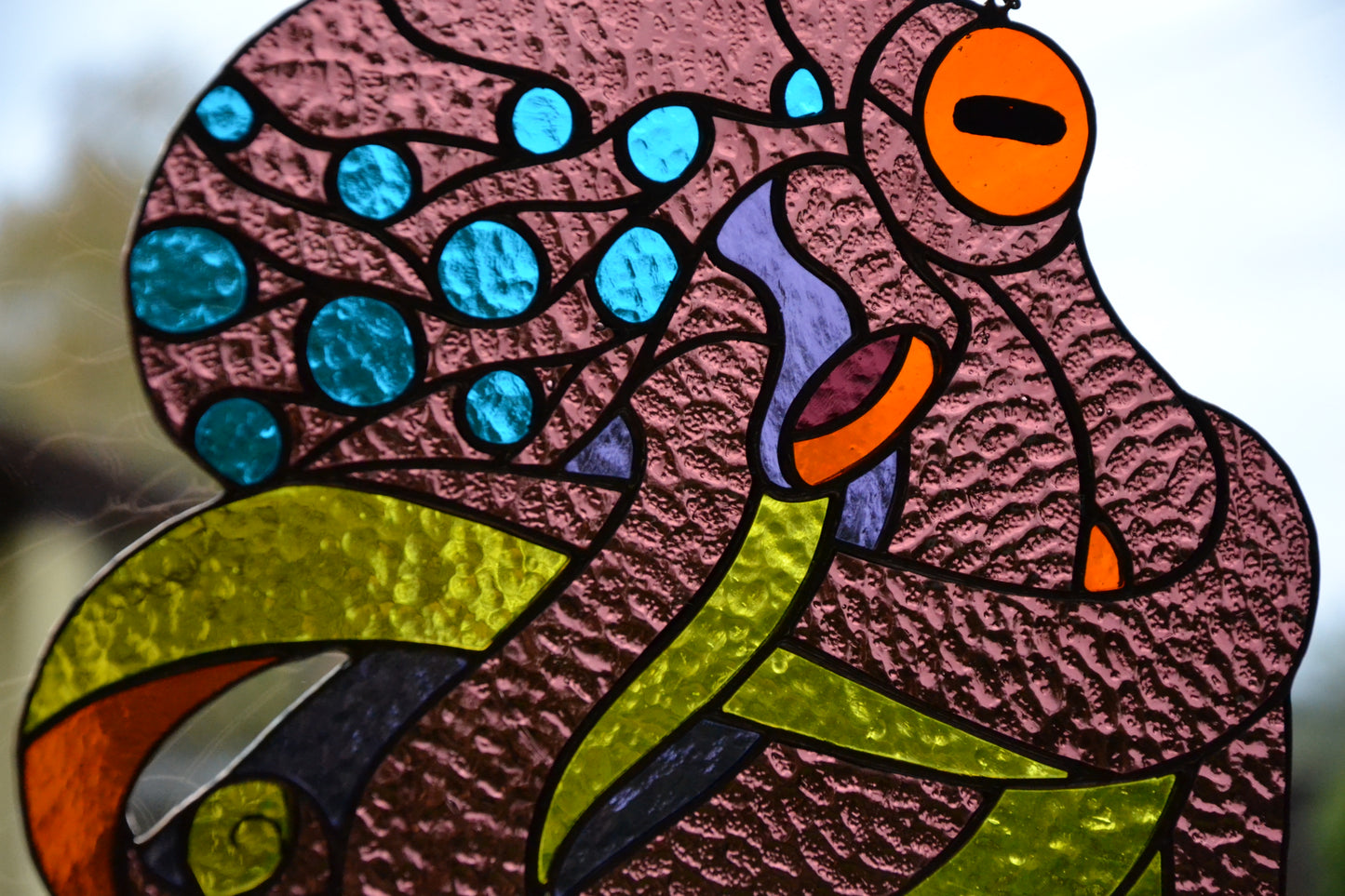 Stain glass Octopus suncatcher Window hanging panel Stained glass animals Mother's day gift Ocen decor Wall decor Tiffany style