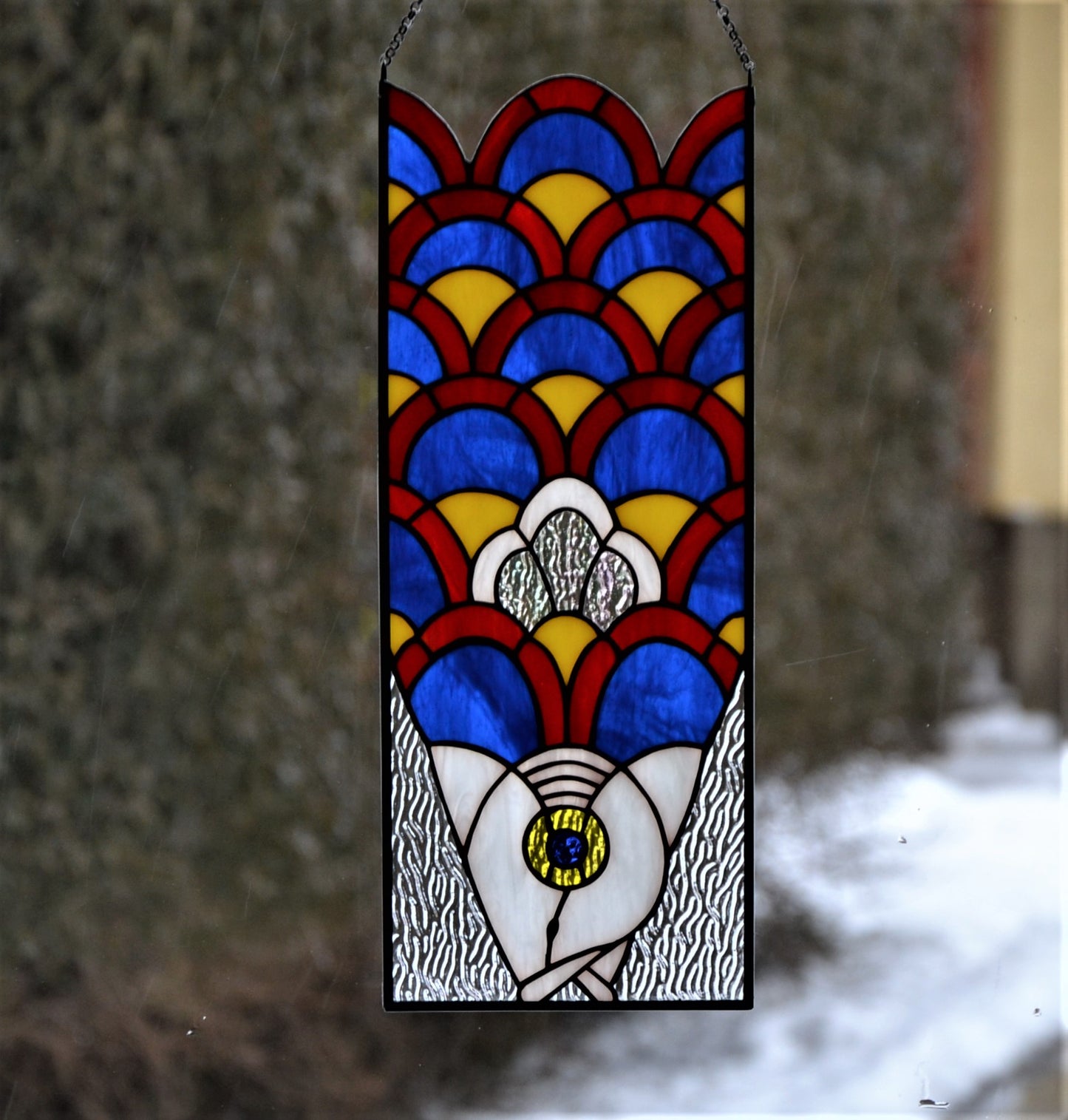 Stained glass panel Fish Suncatcher Window hanging Wall decor Stain glass sun catcher Birthday gift Kitchen decor Glass fish