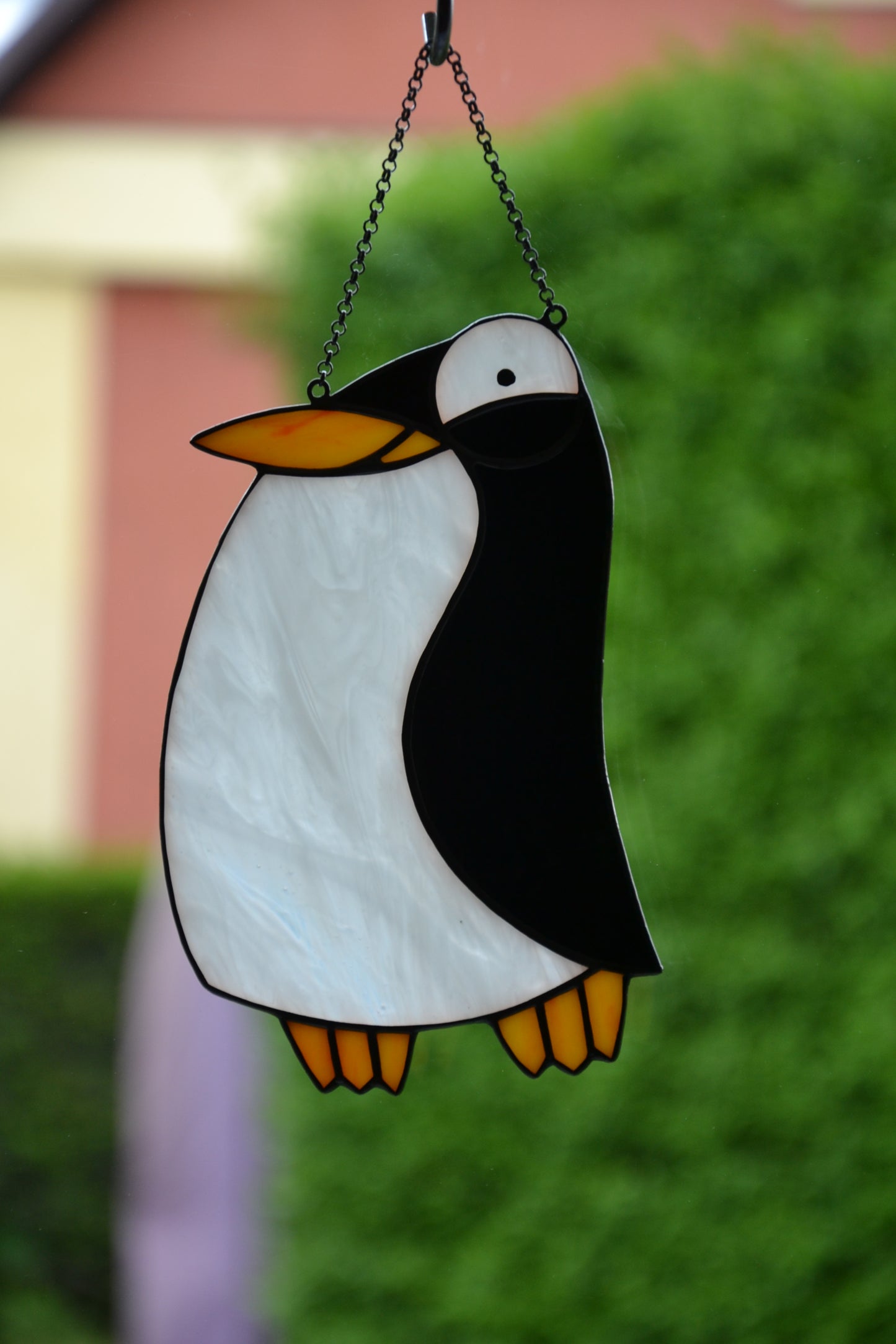Penguin stained glass suncatcher Window hanging glass bird Mother's day gift