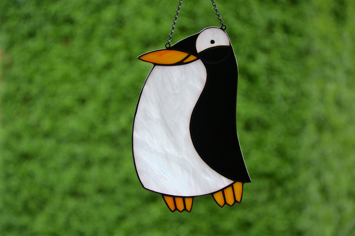 Penguin stained glass suncatcher Window hanging glass bird Mother's day gift
