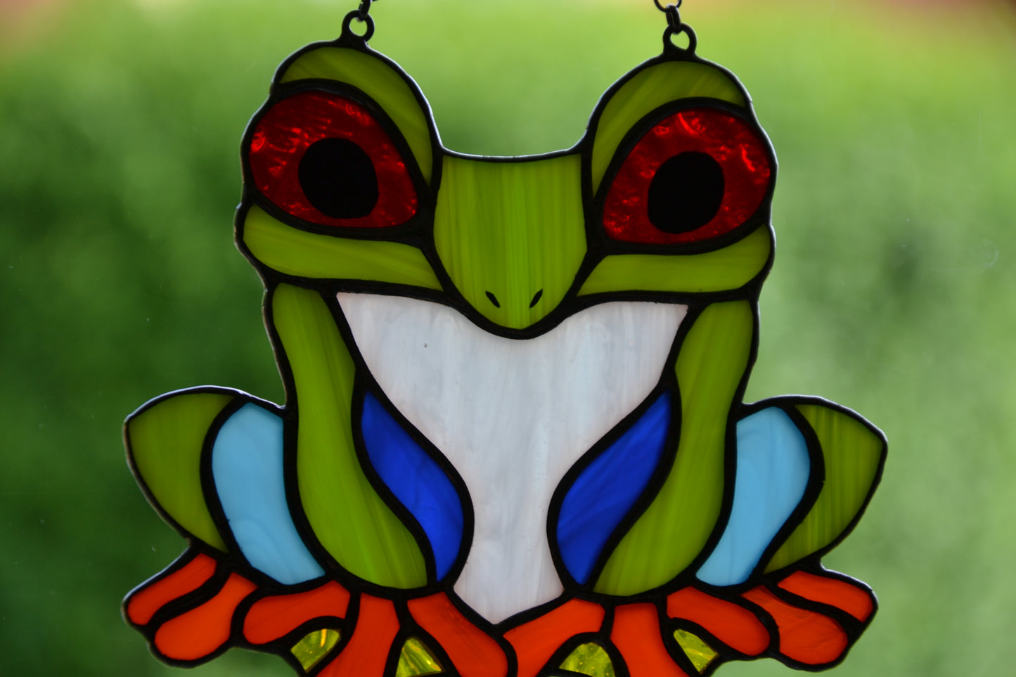 Stained glass suncatcher Red eyed tree frog suncatcher Mother's day gift Window hanging stained glass Christmas gift Wall decor Glass art