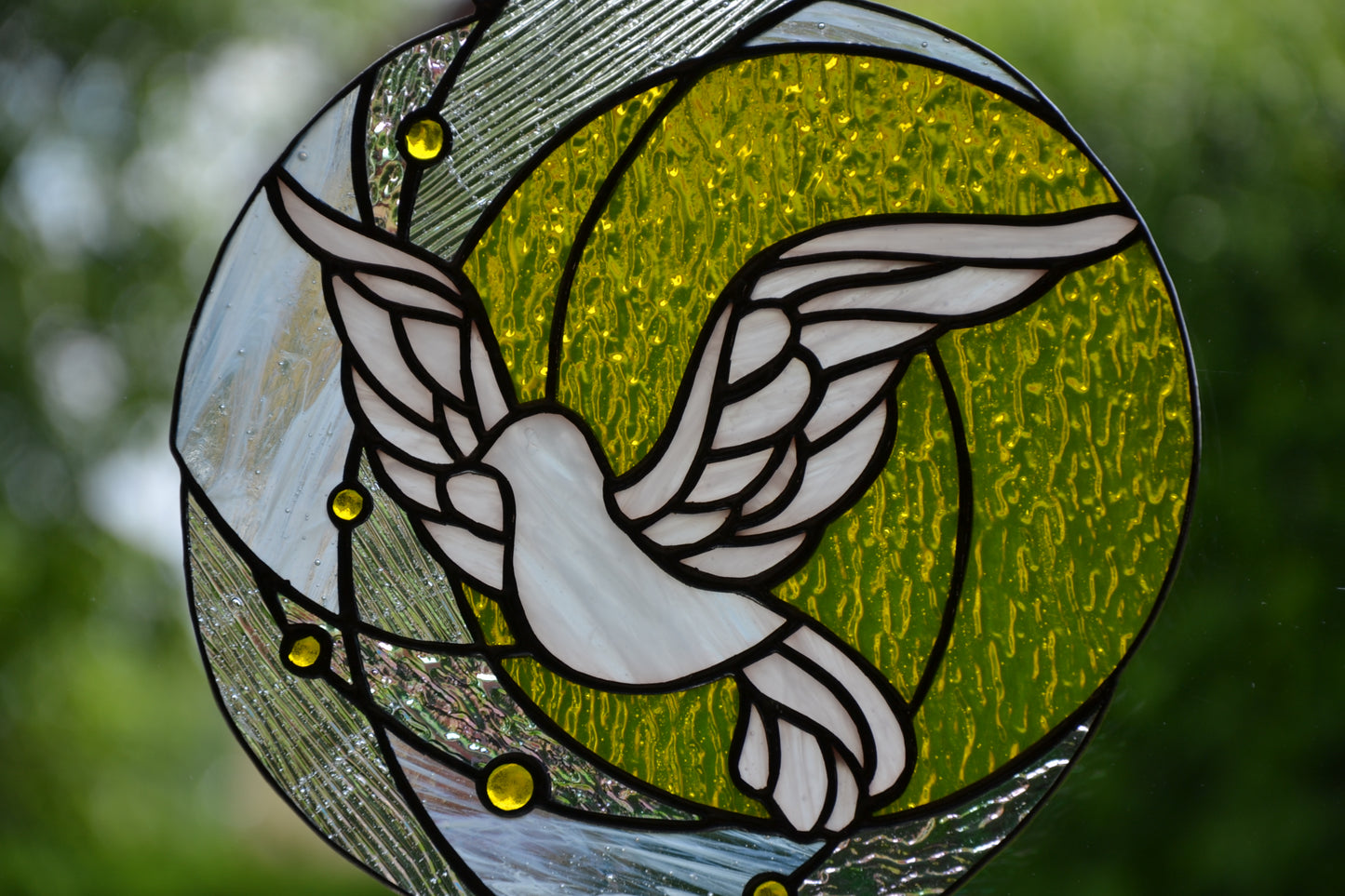 Stained glass sun catcher Flying dove suncatcher Stained glass window hanging Wall decor Glass gift Living room decor