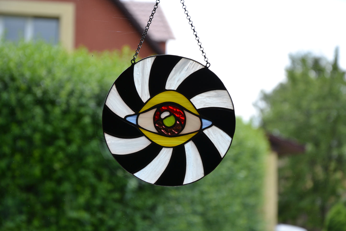 Stained glass suncatcher Eye window hanging Stained glass art Round suncatcher Christmas gift Wall art Protective amulet Stain glass panel