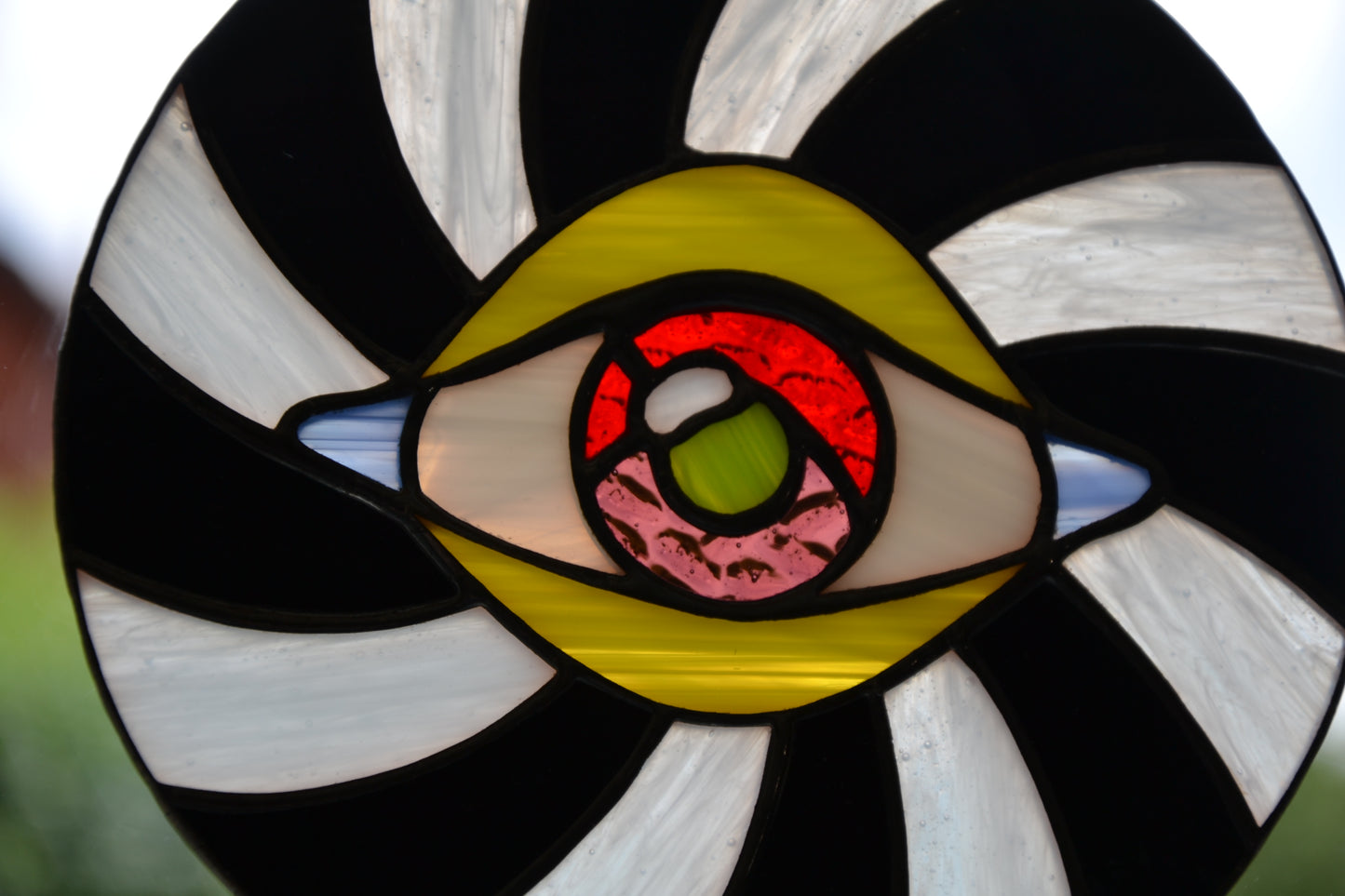 Stained glass suncatcher Eye window hanging Stained glass art Round suncatcher Christmas gift Wall art Protective amulet Stain glass panel