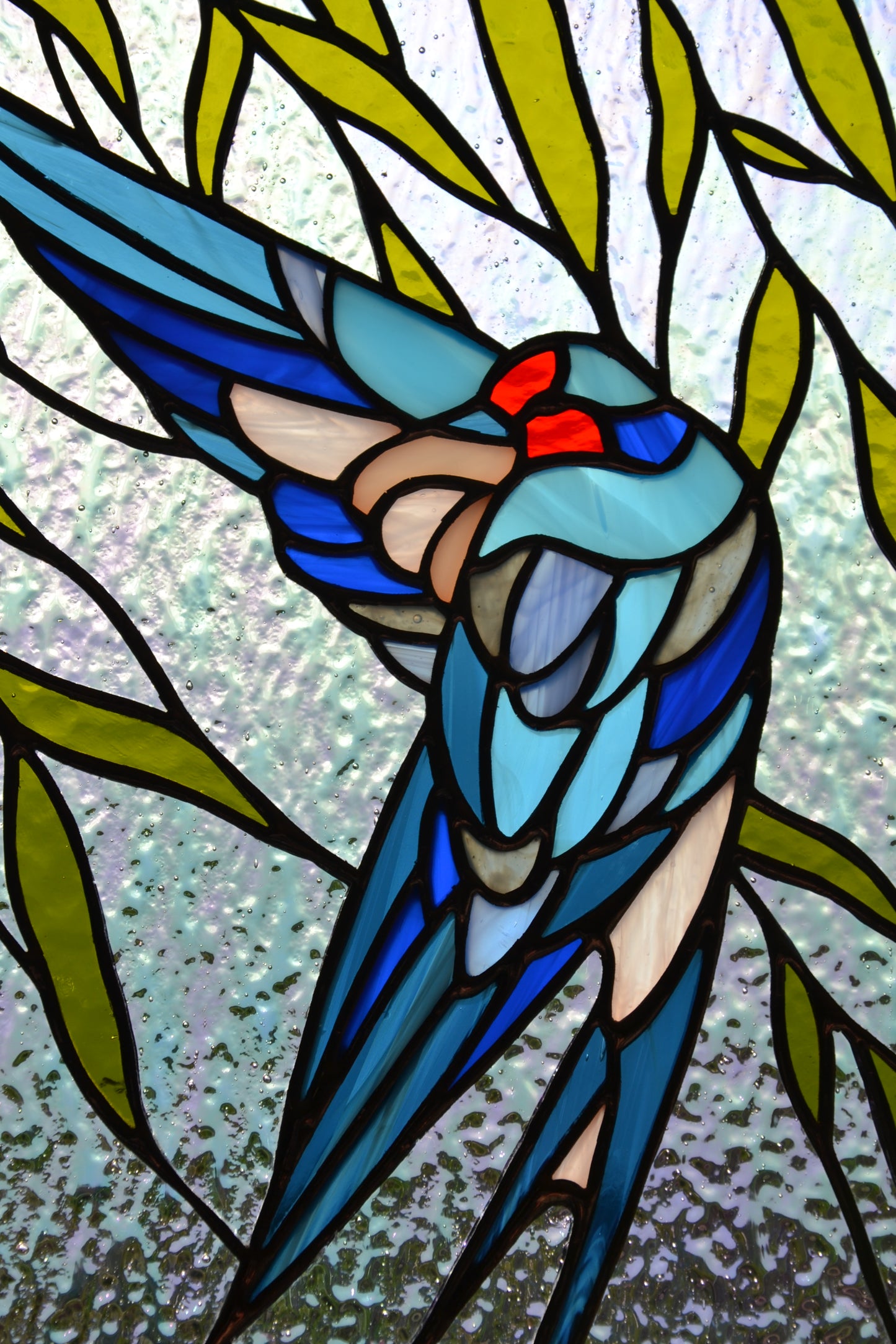 Stained glass panel Window hanging suncatcher Floating Swallow Stain glass hanging Living room decor Mother's day gift Wall decor Glass bird