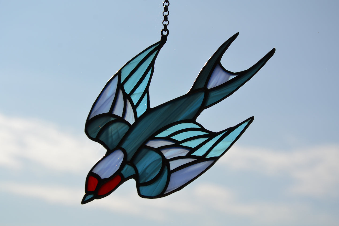 Stained glass suncatcher Martlet Window hanging Stain glass bird Wall decor Birthday gift Stained glass window pendant Wall art