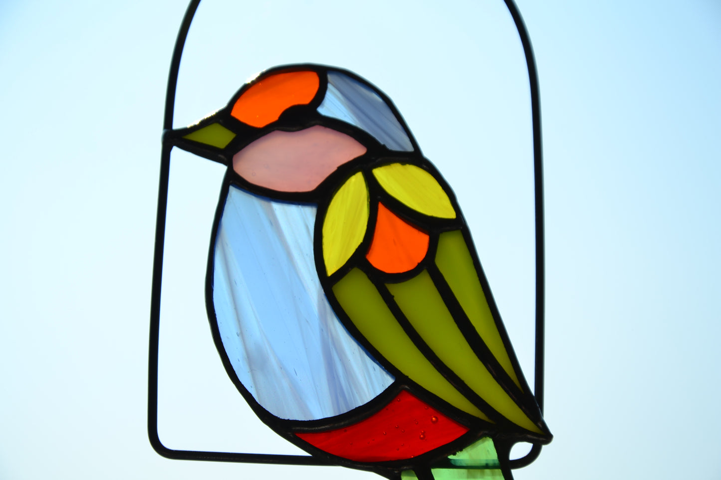 Stained glass suncatcher Pretty bird Window hanging bird Glass decor gift Stain glass bird Suncatcher Wall decor Garden pendant