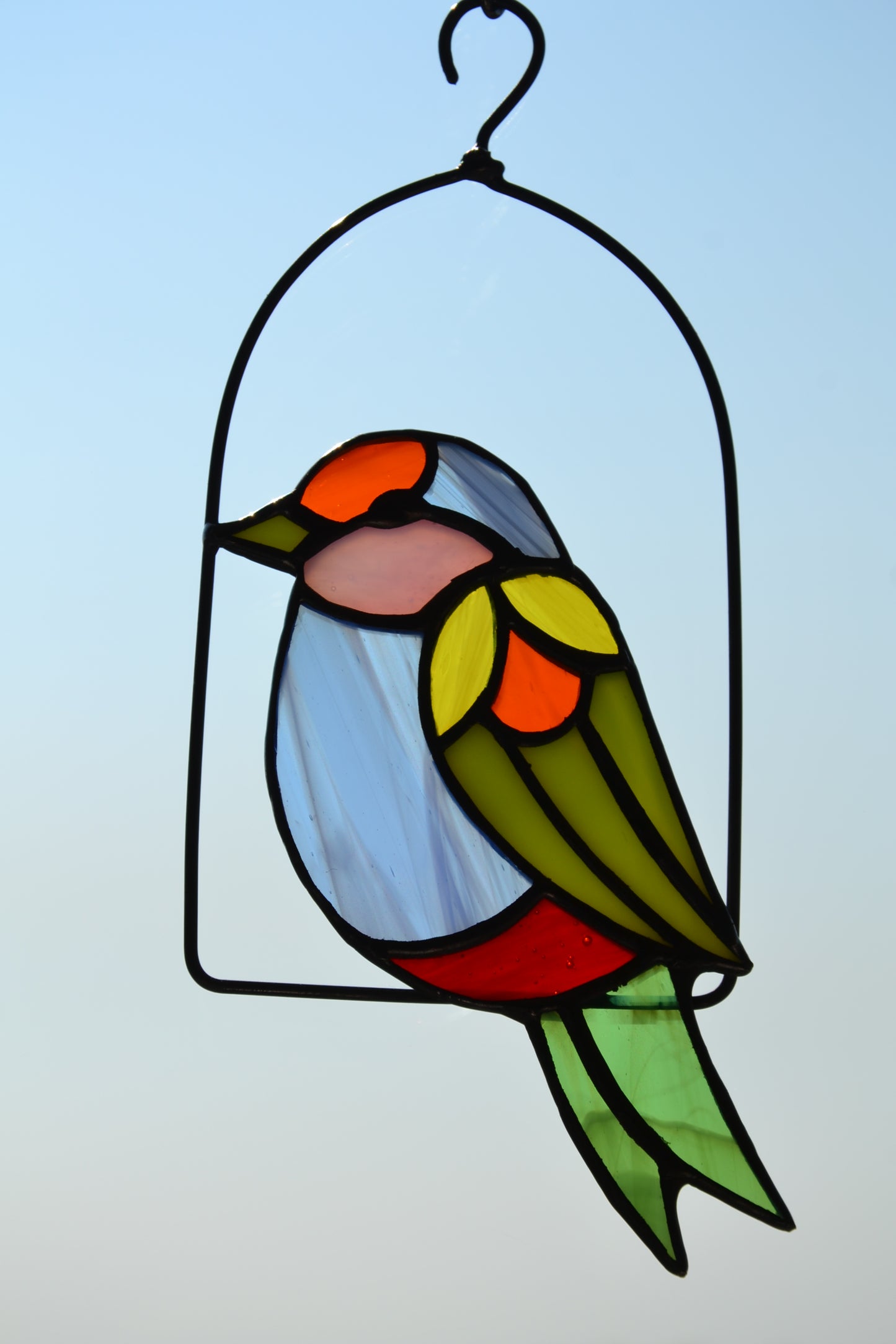 Stained glass suncatcher Pretty bird Window hanging bird Glass decor gift Stain glass bird Suncatcher Wall decor Garden pendant