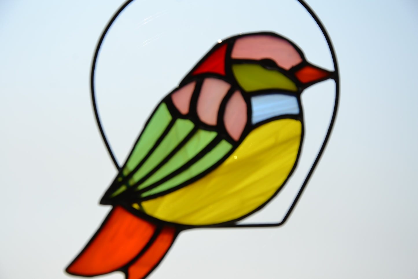 Stained glass window hanging Cute bird suncatcher Glass bird Garden decor Friendly gift Garden decor Stain glass sun catcher
