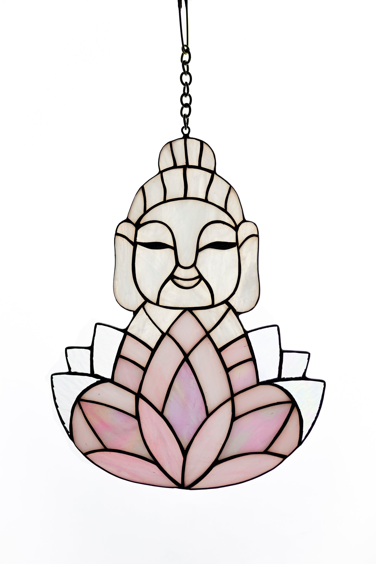 Stain glass sun catcher Buddha and lotus Stained glass window hanging Yoga gift Stained glass pendant Tiffany style gift Living room decor