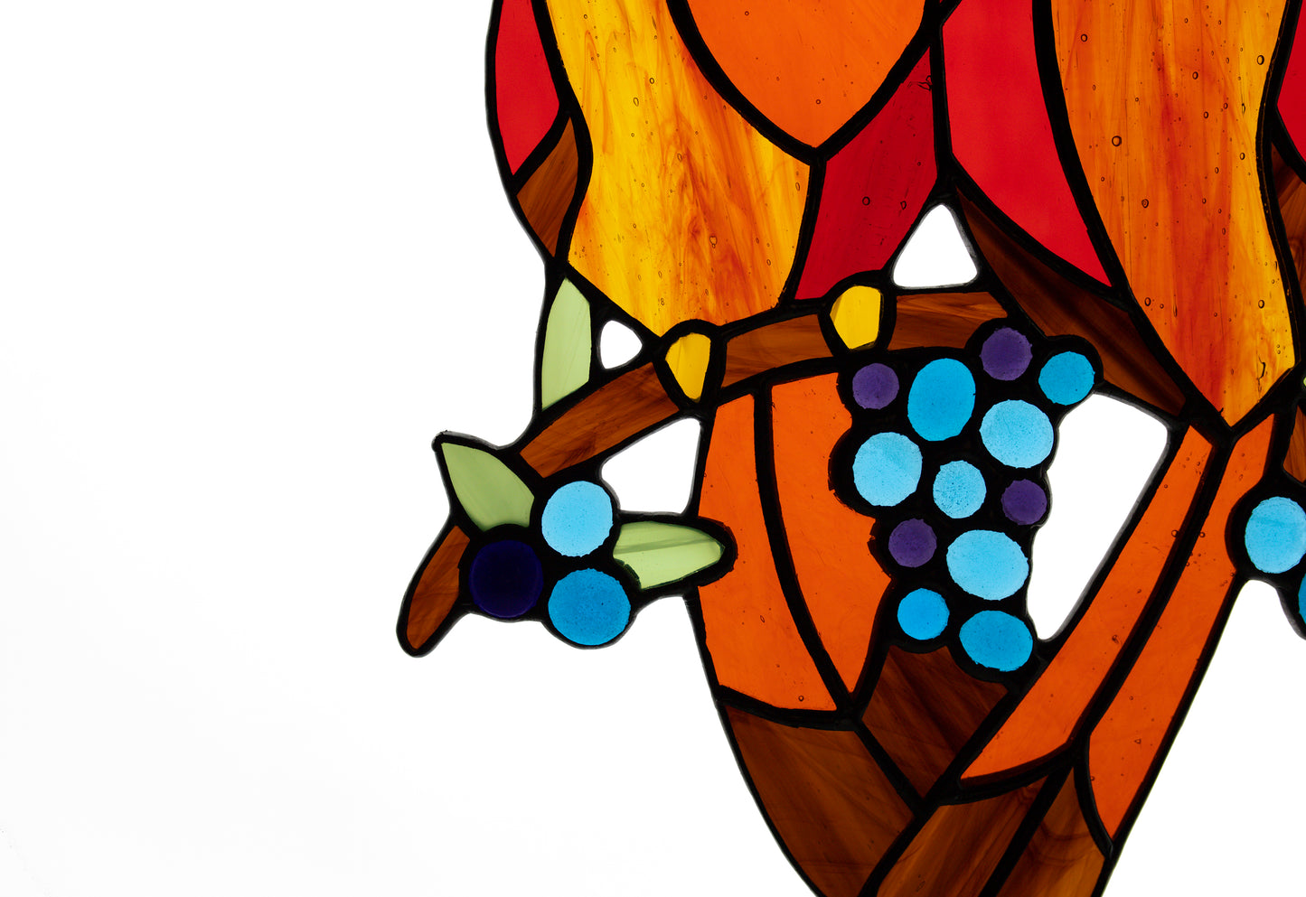 Suncatcher Stain glass hanging Сardinal Stained glass bird Wall decor Window hanging sun catcher Gift for mom Glass berries Fused glass
