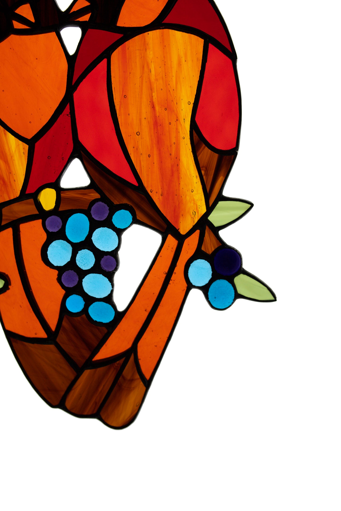 Suncatcher Stain glass hanging Сardinal Stained glass bird Wall decor Window hanging sun catcher Gift for mom Glass berries Fused glass
