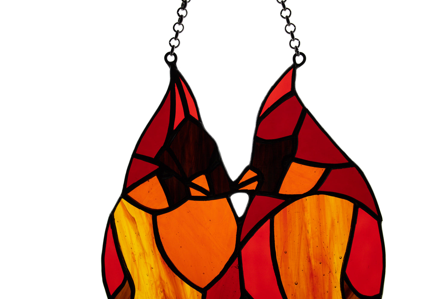 Suncatcher Stain glass hanging Сardinal Stained glass bird Wall decor Window hanging sun catcher Gift for mom Glass berries Fused glass