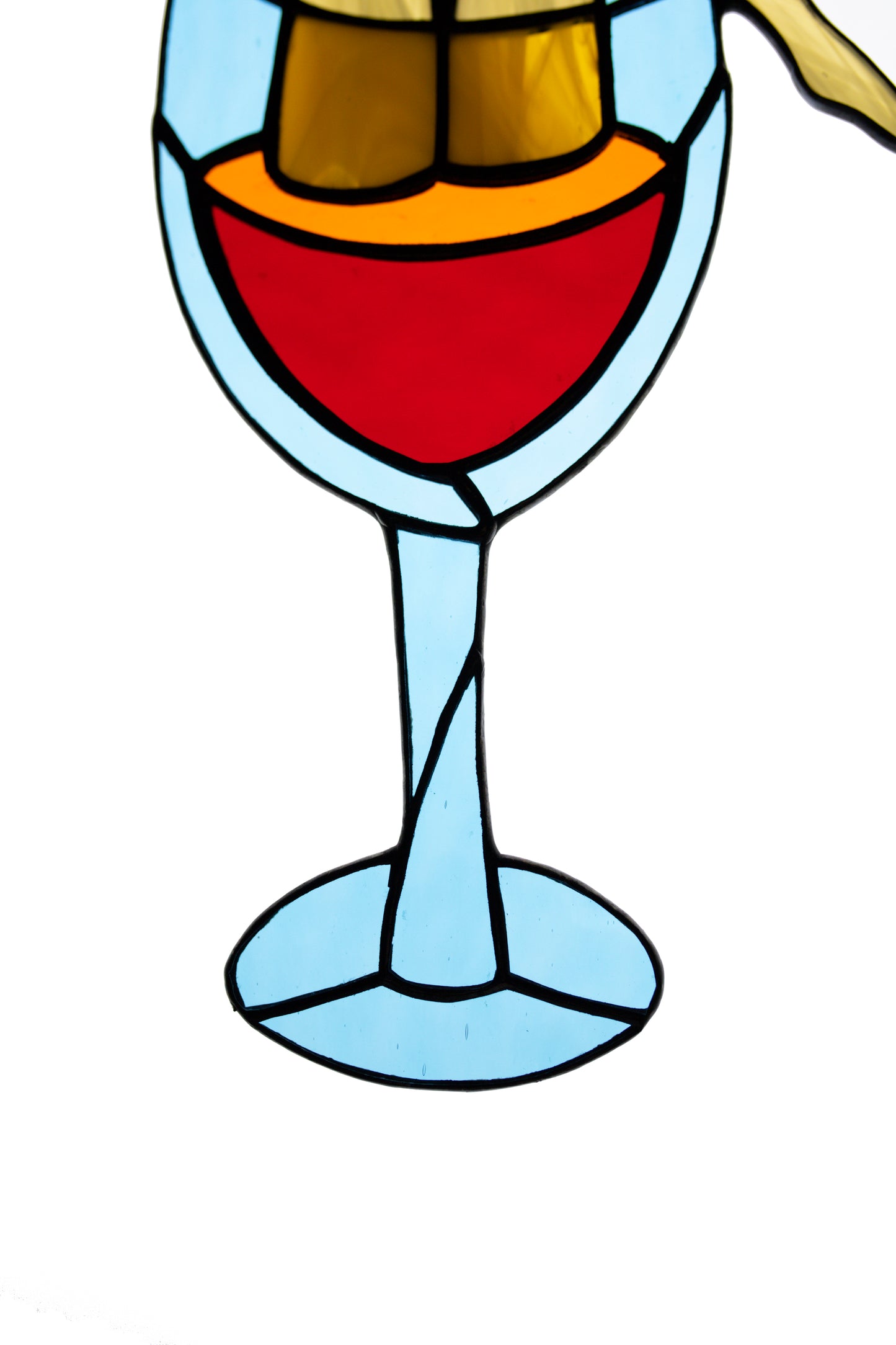 Suncatcher Stained glass window hanging Wine diving Stain glass art Wall decor Gift for her Wine glass Joke gift Handmade gift Xmas gift