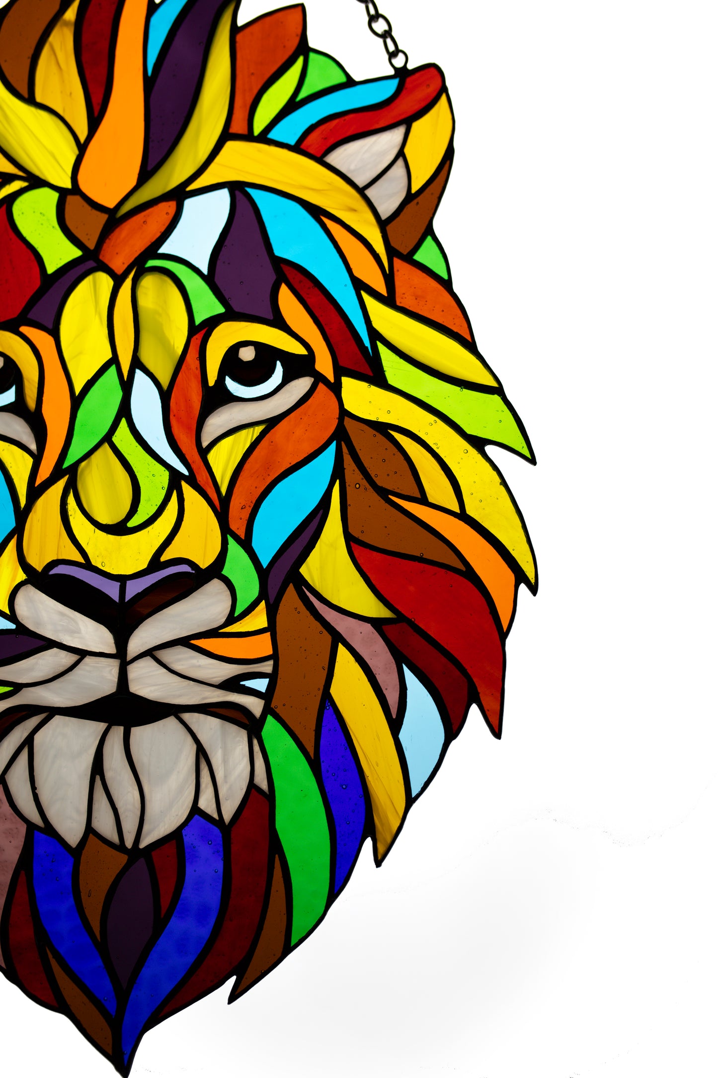 Stained glass Lion Window hanging suncatcher Christmas gift Living room decor Stain glass panel Wall decor Lion Sun catcher Lion face