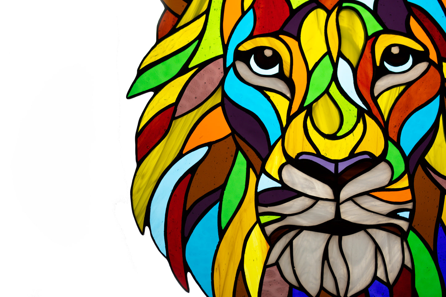 Stained glass Lion Window hanging suncatcher Christmas gift Living room decor Stain glass panel Wall decor Lion Sun catcher Lion face