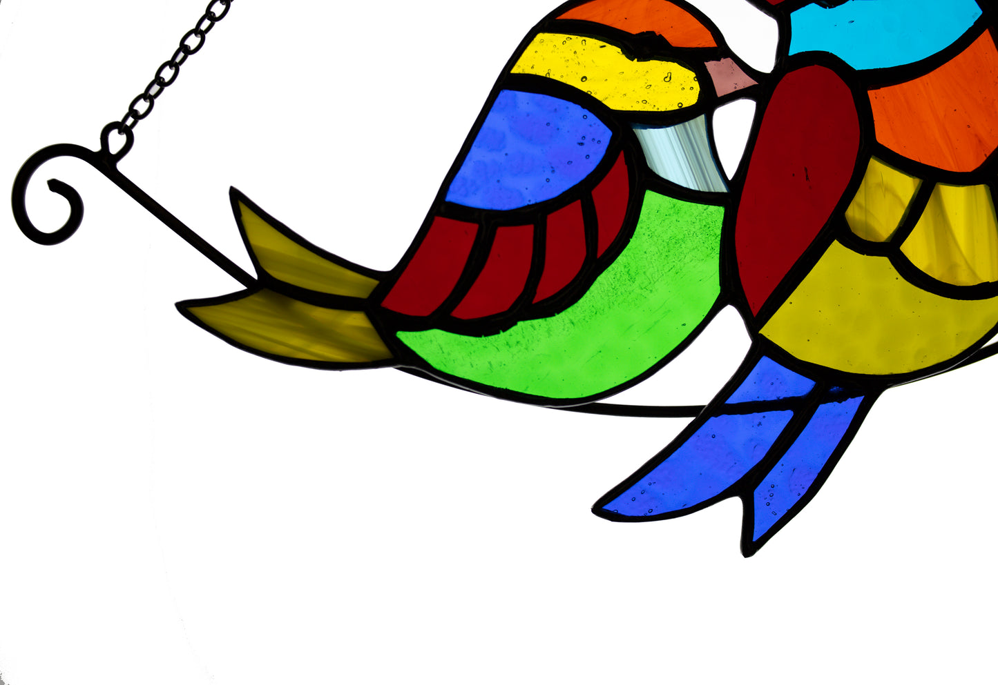 Birds on a branch suncatcher Mother's day gift Stained glass window hanging Multicolor birds Wall decor Xmas gift Garden hanging Living room Christmas gift