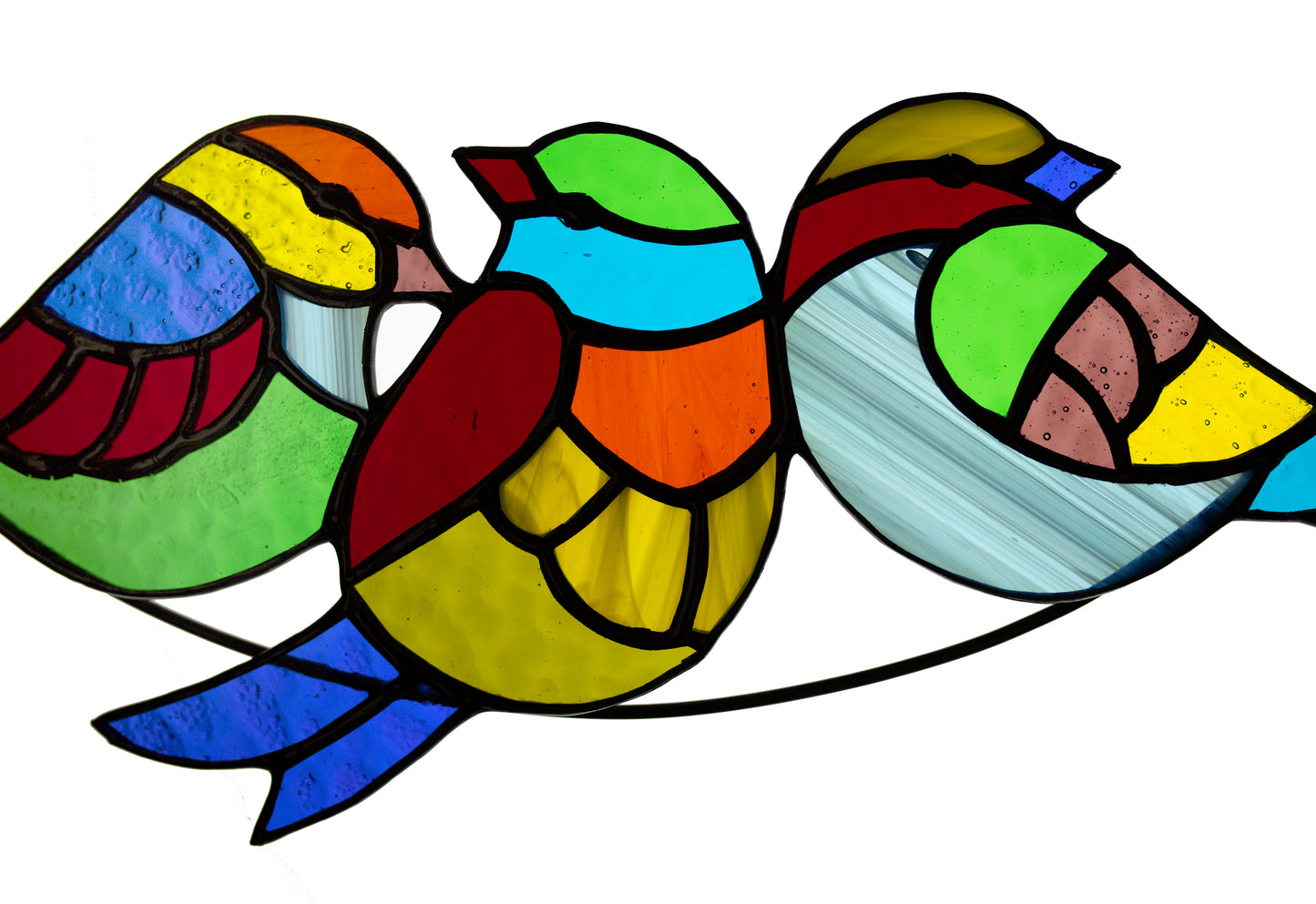 Birds on a branch suncatcher Mother's day gift Stained glass window hanging Multicolor birds Wall decor Xmas gift Garden hanging Living room Christmas gift