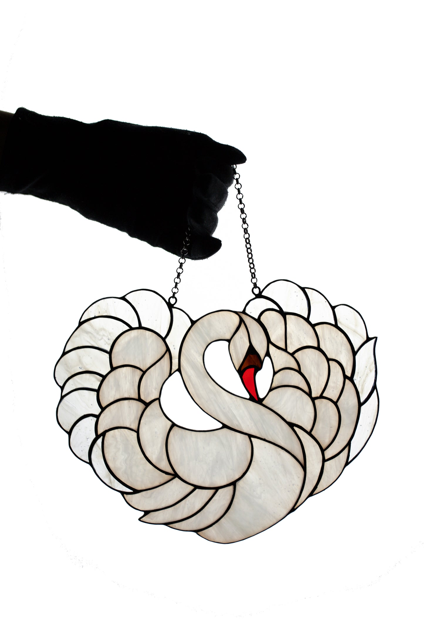 Stained glass suncatcher White Swan Window hanging Stain glass suncatcher Xmas gift Wall decor Stained glass Bird Free shipping Garden decor