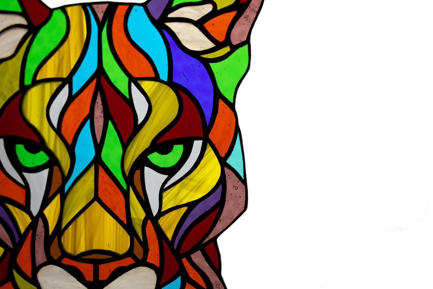 Stained glass hanging Mountain lion Glass suncatcher Puma stain glass decor Glass animal Garden decor Birthday gift Funny beast hanging