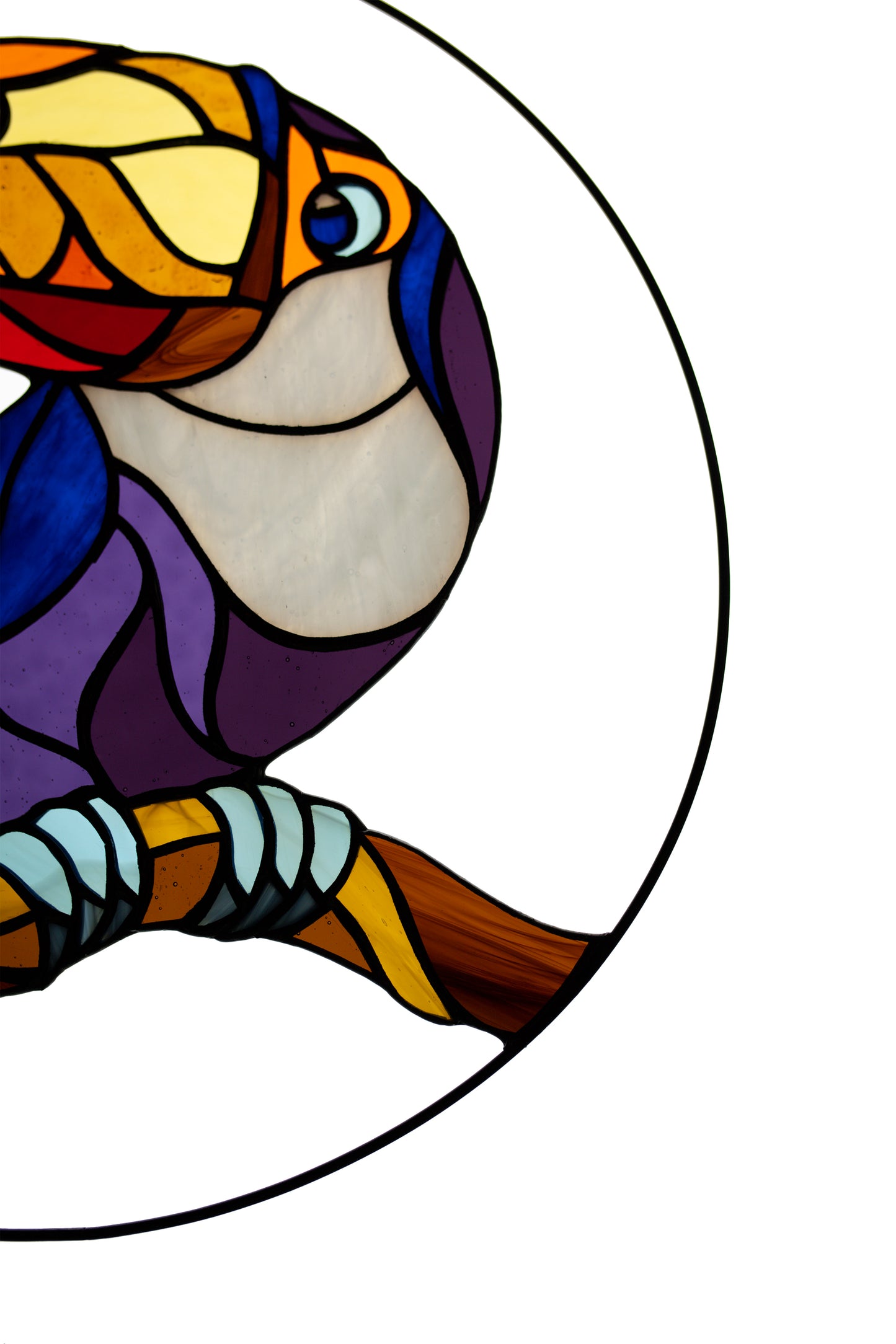 Stained glass bird Toucan Window hanging bird Glass art Gift idea Stain glass bird Ring suncatcher Wall hanging bird Wall decor