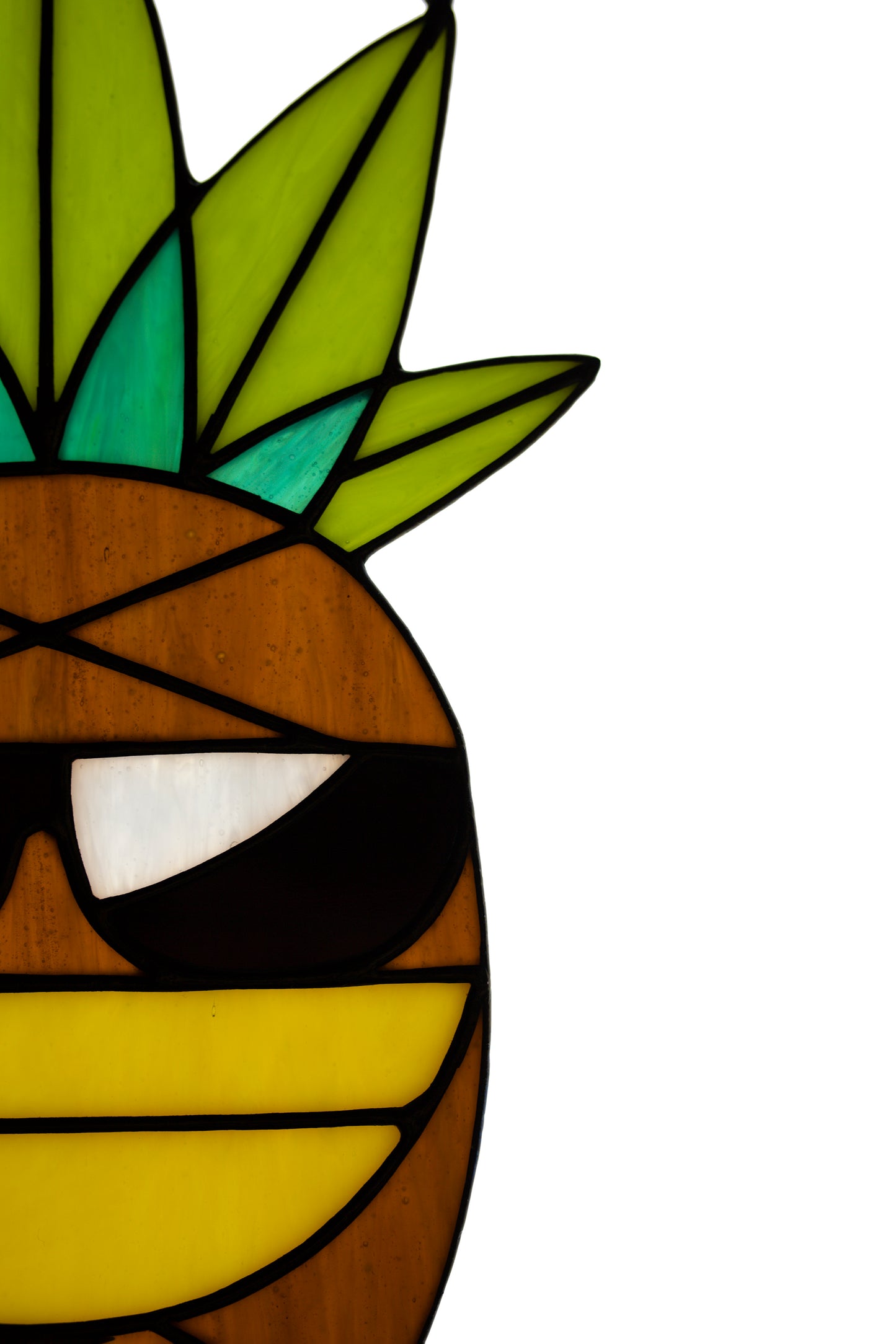 Stained glass suncatcher Funny pineapple Window hanging sun catcher Outdoor decor Friendly gift Glass fruit Kitchen decoration Wall decor