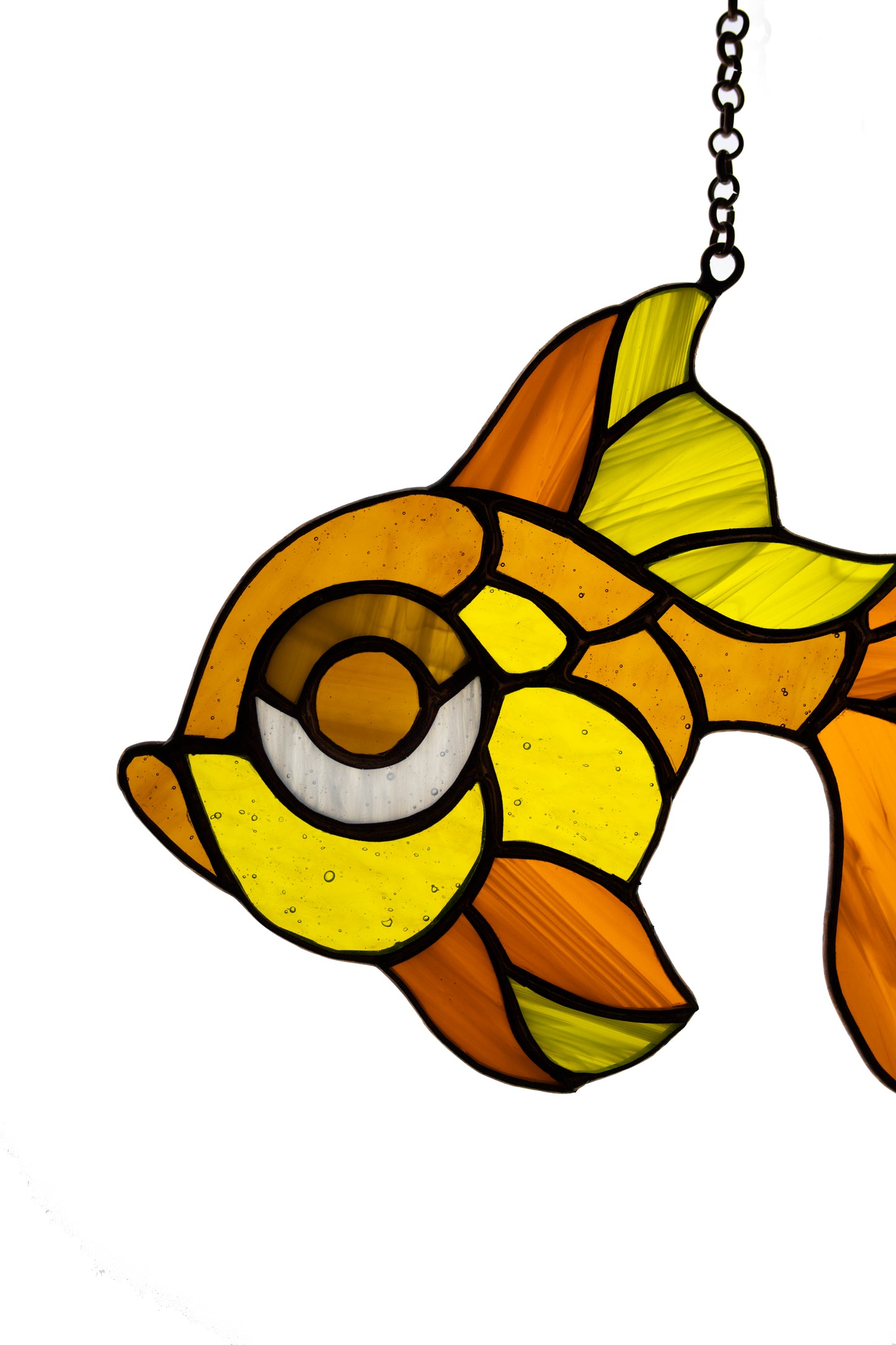Stained glass suncatcher Gold fish window hanging Christmas gift Wall decor Custom stain glass Glass fish Garden decor Living room decor
