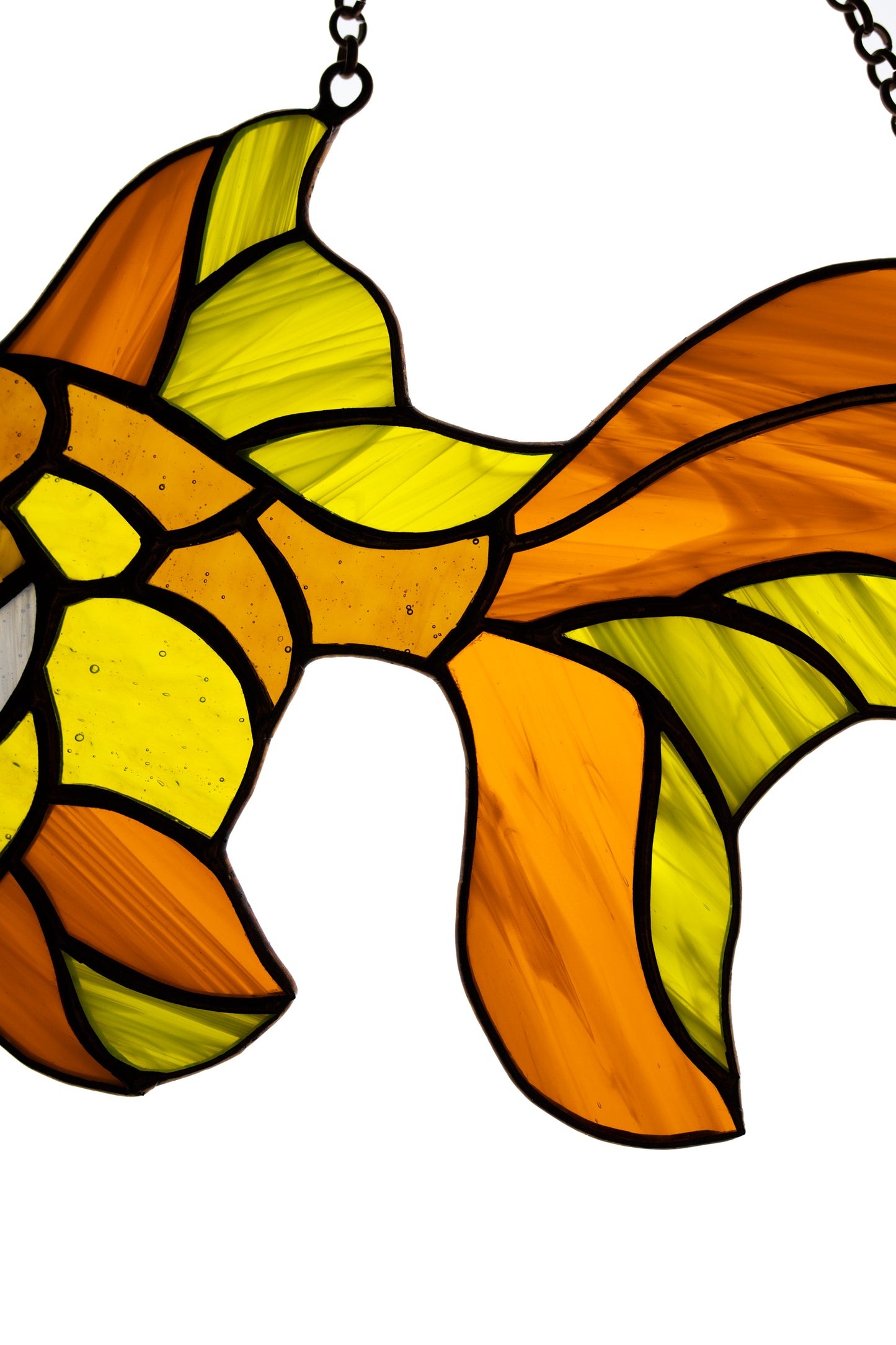 Stained glass suncatcher Gold fish window hanging Christmas gift Wall decor Custom stain glass Glass fish Garden decor Living room decor
