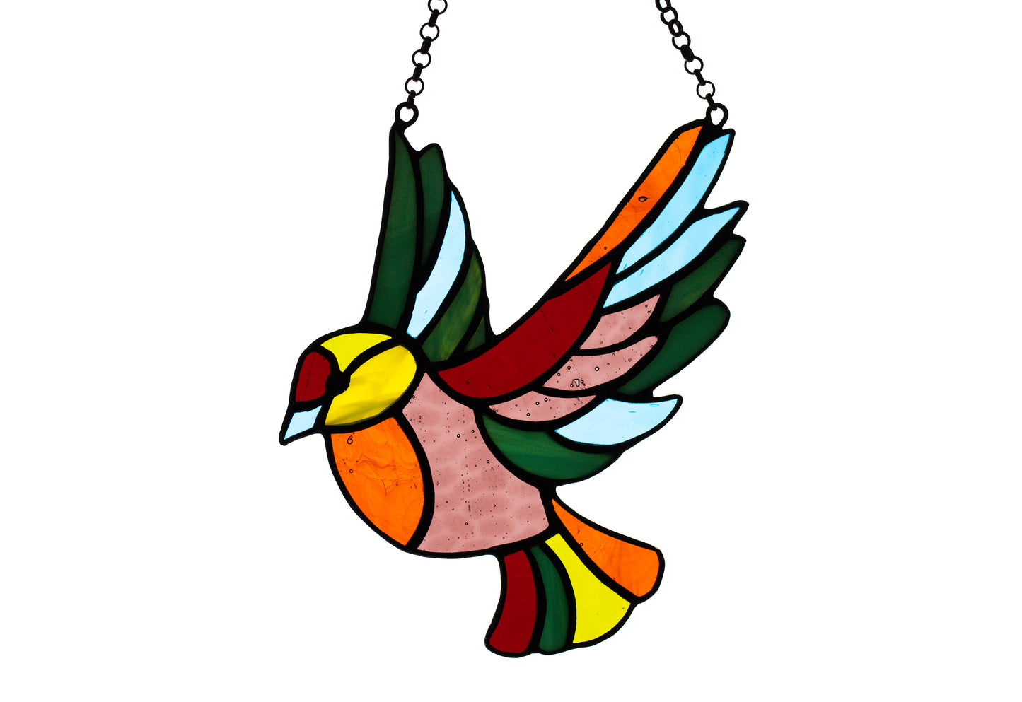 Stained glass suncatcher Single bird Window hanging bird Garden decor Wall art Stain glass pendant Glass sparrow Birthday gift