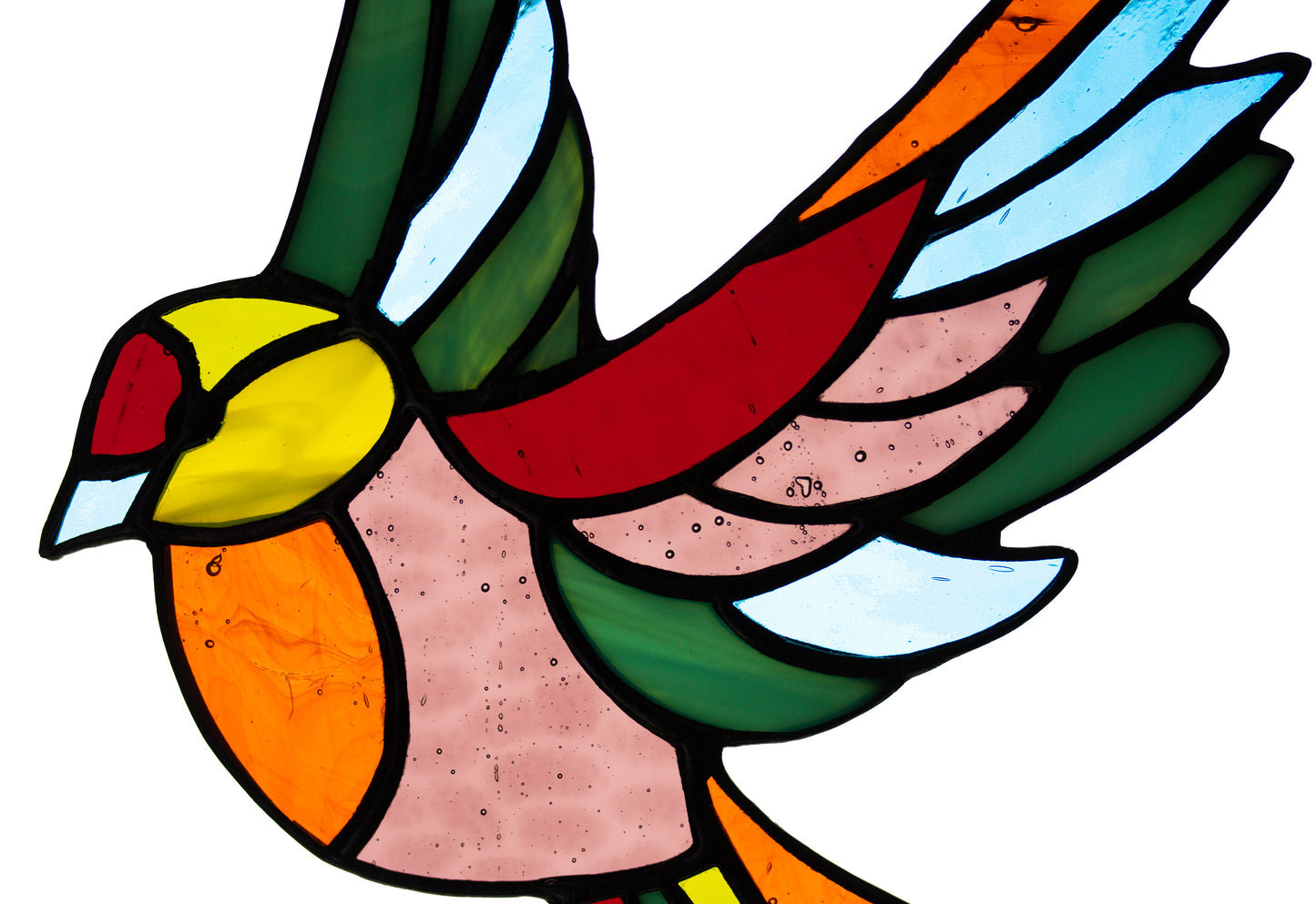 Stained glass suncatcher Single bird Window hanging bird Garden decor Wall art Stain glass pendant Glass sparrow Birthday gift