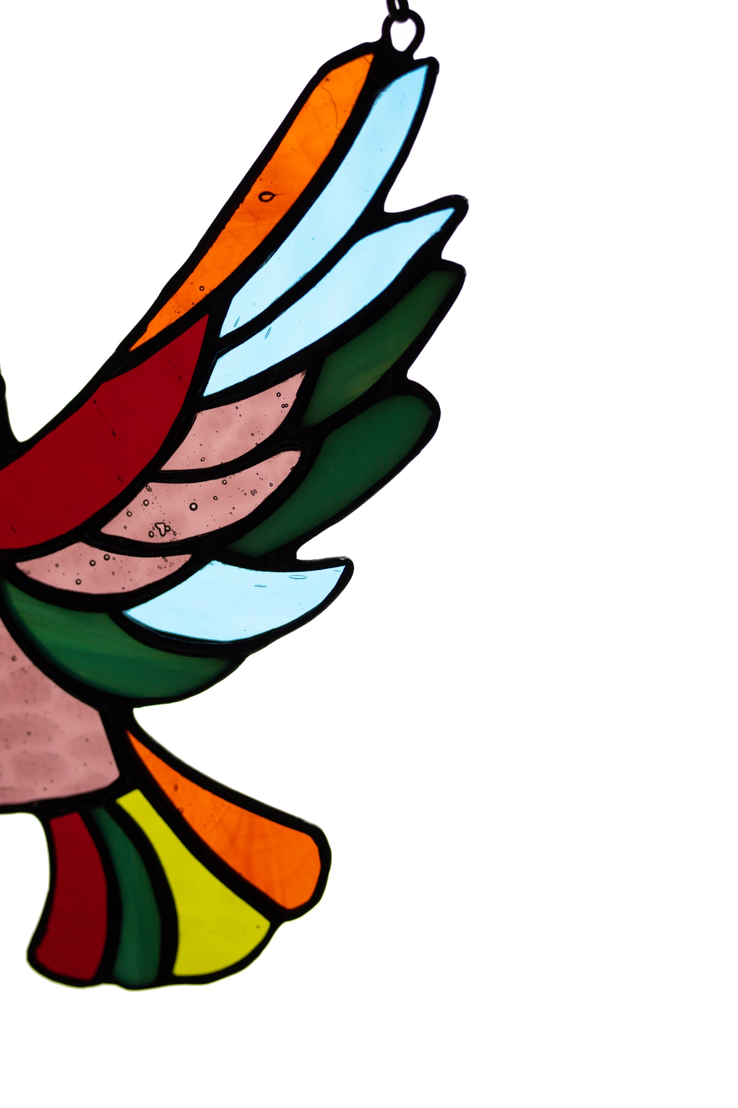 Stained glass suncatcher Single bird Window hanging bird Garden decor Wall art Stain glass pendant Glass sparrow Birthday gift