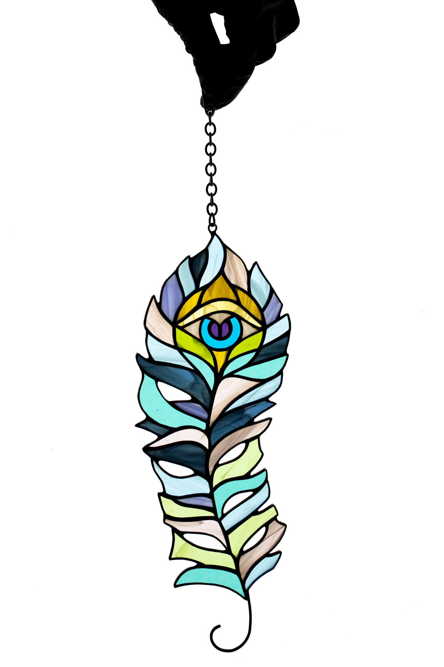 Stain glass suncatcher Peacock feather Window hanging decor Stained glass decor Glass bird Peacock eye Gardrning gift