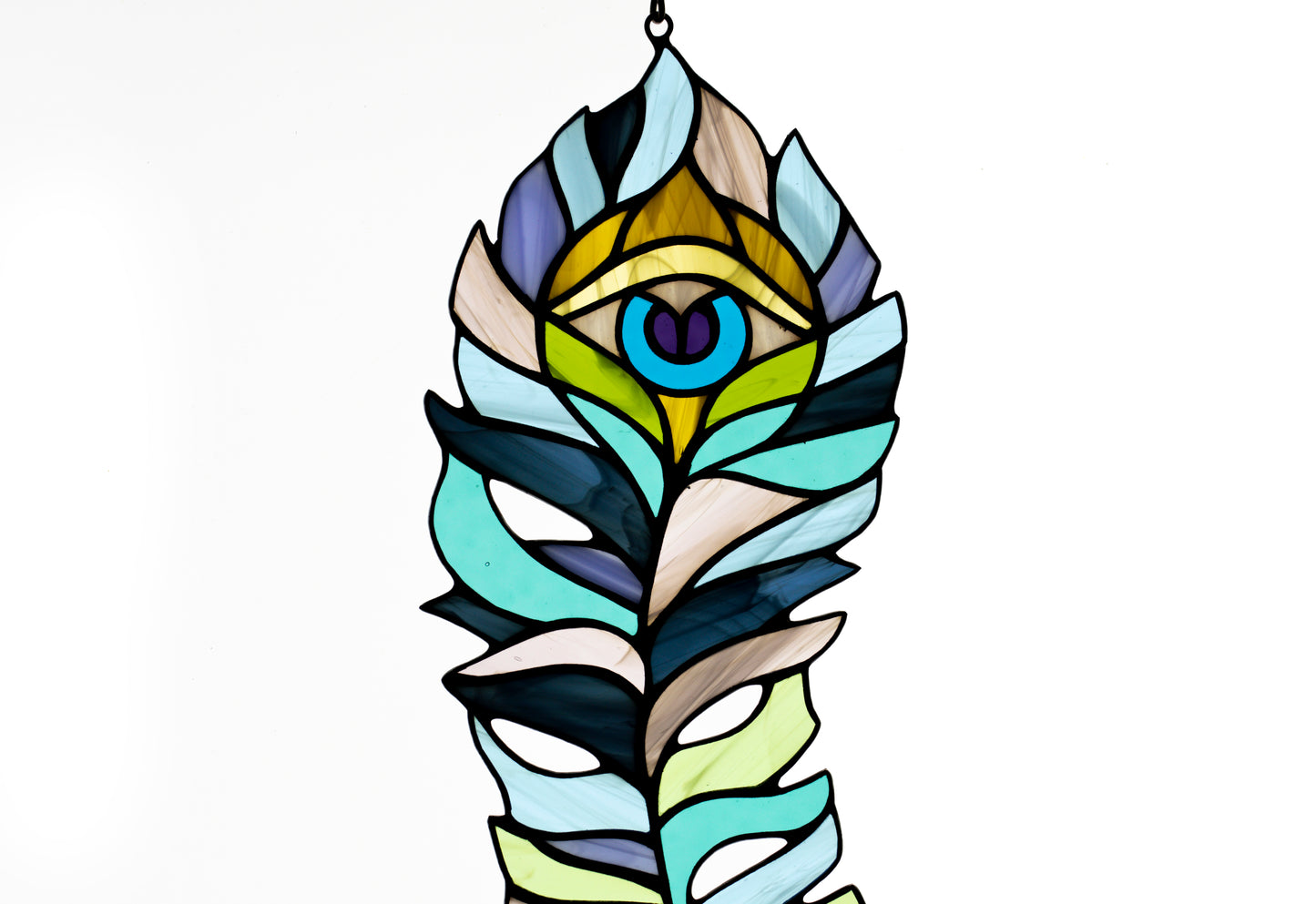 Stain glass suncatcher Peacock feather Window hanging decor Stained glass decor Glass bird Peacock eye Gardrning gift