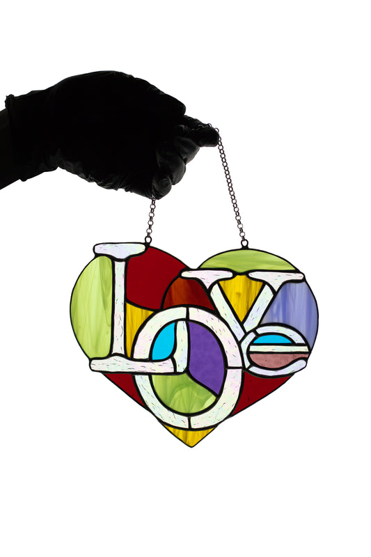 Heart suncatcher Stained glass window hanging Glass garden decor Love suncatcher Mother's day gift Christmas gift Friendly gift Custom glass