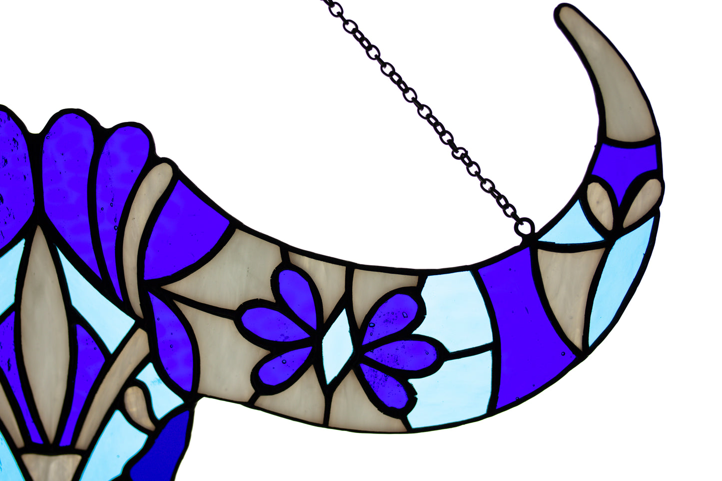 Stained glass suncatcher Window hanging Bull skull Folk art Garden decor Mother's day gift