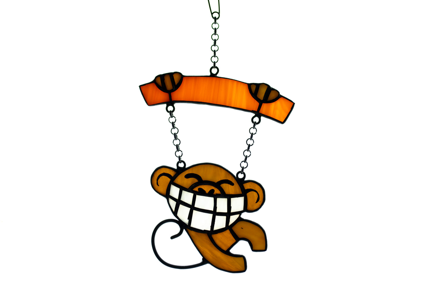 Funny monkey window hanging Stained glass suncatcher Window pendant Mother's day gift Christmas gift